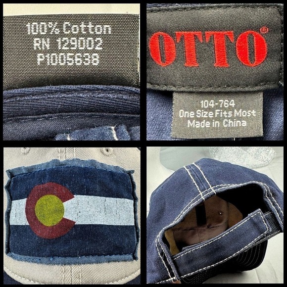 Otto Cap Colorado Patch Navy Blue Adjustable‎ Backstrap Distressed One Size Hat - Picture 8 of 9